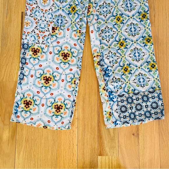 Zara Patchwork Wide Leg Pant XS, Side Zipper, Silky Satiny, Flowy, Resort Wear - Picture 4 of 9